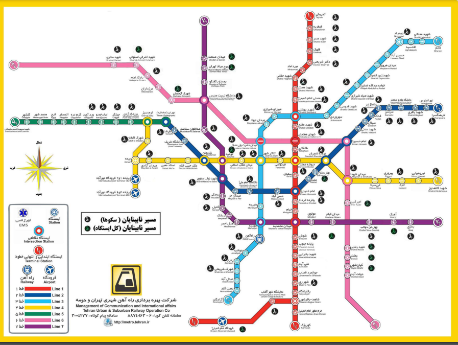 نقشه مترو تهران مناسب سازی شده برای تردد نابینایان