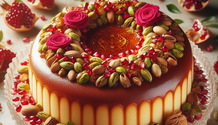 طرز تهیه کیک شب یلدا با طرح انار و هندوانه